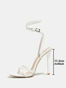 Women Peep Toe Tie-Up Sandals With Hollow Out Design, Sexy High Heels For Summer - White - View 5
