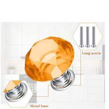 10pcs Diamond-Shaped Amber Crystal Glass Knobs, Dresser Knobs, Cabinet Drawer Pulls, Kitchen Cabinet/Wardrobe Door Handles, Furniture Hardware Accessories - Amber - View 6