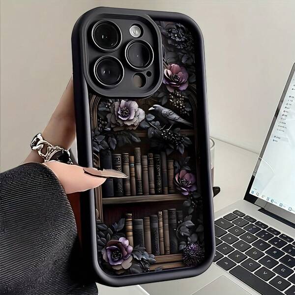 Black Purple Flower Bookshelf Full Series Mobile Phone Cas All-InclusiveSuitable For IPhone 17 Air