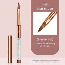 Kolinsky Acrylic Nail Brush Set: Size 6,8,,10,12,14 Professional Manicure Brushes With Cleaner Tool & Rose Gold Rhinestone Handle For Acrylic Powder,Nail Extensions & 3D Carving - Salon & DIY Nail Art Essentials - Multicolor - View 7