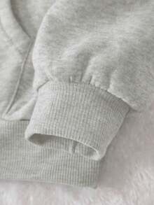 Sudadera hoodie sweatshirt dama mujer gorro capucha manga larga estampado moño lazo femienino otoño invierno - Gris Claro - Ver 3