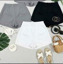 GIRLS' STYLE Kit Of 3 Tailored Social Shorts New Fashion 2025 - 灰 白 黑 - 查看 2