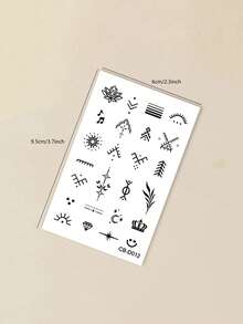 STARTTOOS 2pcs Semi-Permanent Finger Tattoo Stickers, Y2K Floral & Celestial Small Patterns, 1-2 Weeks Waterproof, DIY Finger, Ear, Shoulder, Neck, Collarbone Fine Line Temporary Tattoos - Blue - View 8
