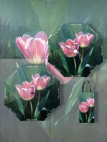 1把新款折叠伞高清双面印花遮阳伞油画风格雨伞春夏秋冬通用男女学生防晒防紫外线伞 - 如圖 - 查看 18