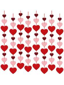 48 件装多色心形毛毡花环 - 无需 DIY - 红色、粉色、酒红色心形悬挂花环，适用于情人节装饰、结婚纪念日、生日派对用品（多色） - 彩色 - 查看 2