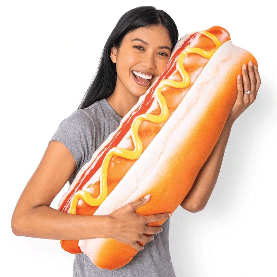 30 3D  Hot Dog Throw Pillow - Made With Super Soft & Ultra Premium Fabric - Cute, Comfortable, Plush, Stuffed Body Cushion For Home Decor - Best Funny Gift For Meat Lovers - Large - 至尊熱狗枕頭 - 查看 1