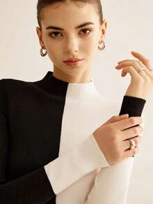 Áo len cổ lọ nửa kín được thiết kế đặc biệt cho Ngày Valentine với kiểu phối màu độc đáo, ôm sát và tôn dáng, có tay dài, rất thích hợp để mặc lớp bên trong. Sự kết hợp giữa phong cách cổ điển và hiện đại, phù hợp cho mùa xuân và mùa hè, có thể mặc hàng ngày, đi làm hoặc hẹn hò. Áo len gân phối màu cỡ lớn dành cho nữ, thích hợp cho đi biển, nghỉ mát và công sở. - Quả mơ đen - Xem 5