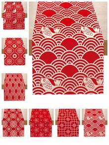 1件装 2026年中国新年快乐桌旗，红色中国新年缎面桌旗，2026新年派对家居房间厨房餐桌装饰，2026新年派对家居房间餐桌装饰，新年派对背景桌旗桌布，家庭派对用品桌布，新年礼物，派对礼品 - 紅色新年 - 查看 1