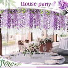 12 Pack Of Artificial Wisteria Vine Wreath, Wisteria Wreath, Wedding Garden Decor, Wedding Decor, Bridal Bouquet, Artificial Flowers Decoration. (16 Colors) - Mixed White purple - 查看 5