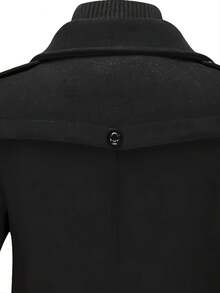 Men's Business Woolen Coat Fashion Double Collar Mid-Length Woolen Jacket For Autumn/ Winter - Black - View 4