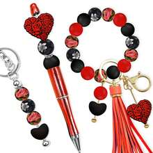 34pcs Black & White Heart-Shaped Rose Silicone Beads Decor, Home Holiday Party Decoration, Suitable For Keychain, Pen, Bracelet, Necklace DIY Jewelry Craft, Halloween, Christmas, Valentine's Day Gifts - Beads & Bead Assortments, Gift Making, Fashionable Charm, Smooth Texture, Durable Material, Handmade Craft Supplies, Gift Shoppers, Holiday Decorators - Black and White Heart Series - View 7