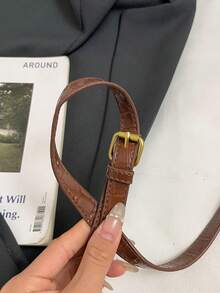 Bag Women's Pu Material Fan-Shaped Commuter Portable Tote Bag 2025 New Style Simple Lazy Style Single Shoulder Crossbody Bag - Brown - View 11