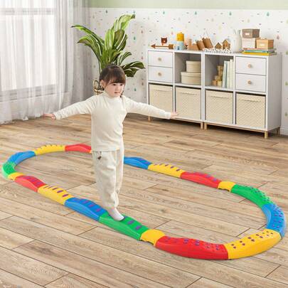 Colored Balance Beams For Kids W/ Non-Slip Textured Surface Bottom Pad