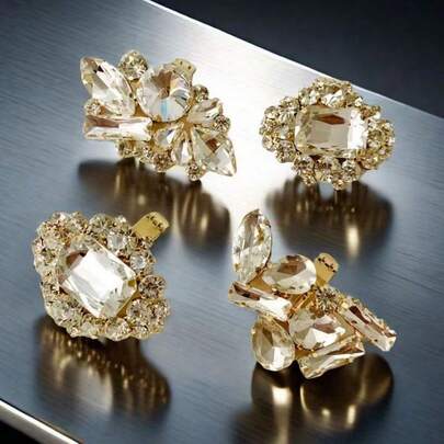 2pcs Cross-Border Wedding Shoes High Heels Accessories Metal Shoe Accessories Detachable Shoe Buckles Shoe Decorations Fashion Slouchy Shoe Clips