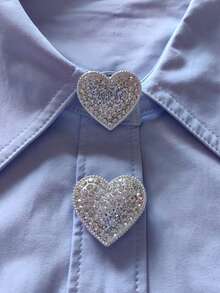 1pc/2pcs Elegant Floral & Geometric Pattern Button Set, Shirt Button Set, Clip-On Button Set, Fashionable Crystal Cufflink Set, Suitable For Tuxedo And Wedding Dress Decoration - Silver - View 6