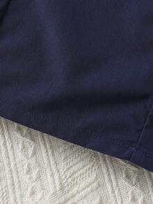 Tween GirlsFashion Splice Shirt Collar Bow Tie Long Sleeve Knee-Length Dress, Spring/Autumn - Royal Blue - View 7