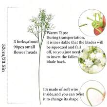 1支/3支/5支/6支/10支装白色满天星仿真花，散装婴儿满天星花束，带塑料茎，适用于家居装饰、桌面装饰、DIY插花、婚礼及派对装饰、房间装饰