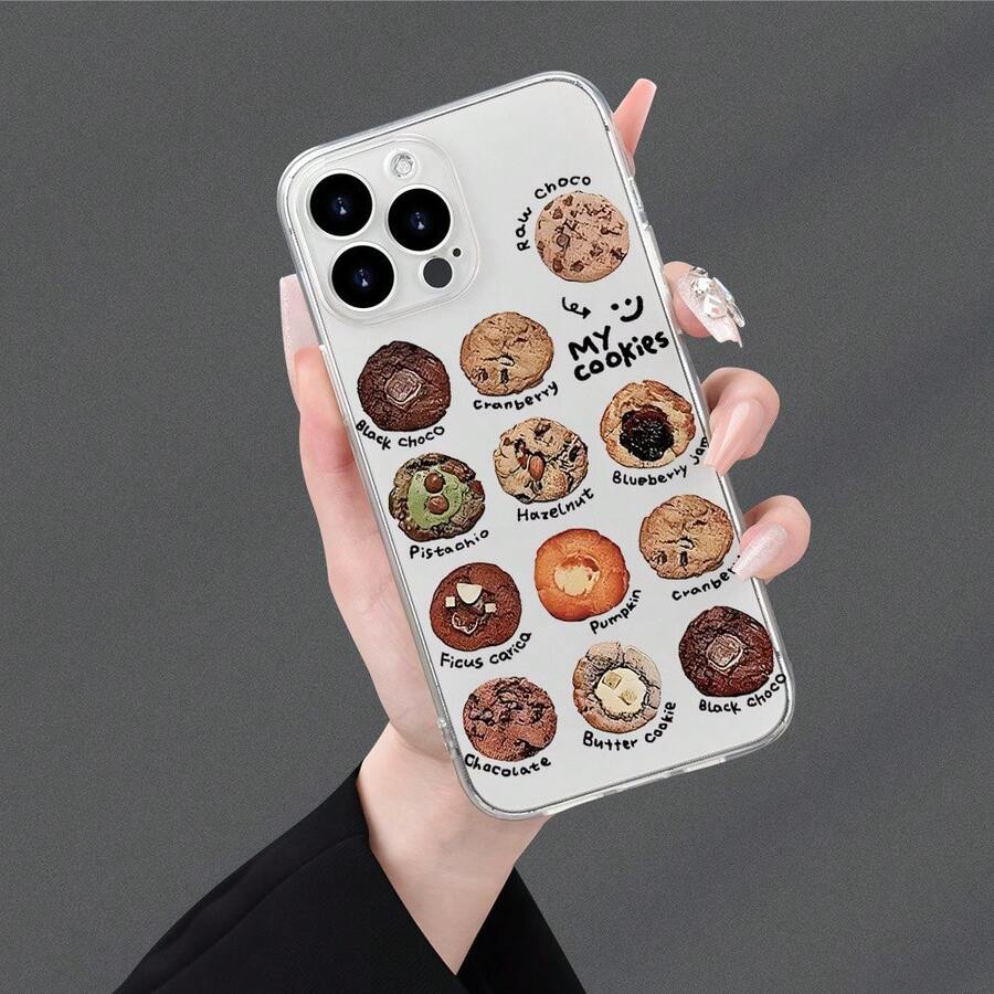 Funda de teléfono de TPU de alta calidad con patrón de galleta, elegante y simple, funda de protección personalizada y creativa - ultra delgada y absorbente de impactos, resistente a la suciedad y duradera, con protección para la cámara - adecuada para 17/17 Pro/17 Pro Max/17 Air/ 16/16 Pro/16 Pro Max/16 Plus/ 15/15 Pro Max/15 Pro/15 Plus/ 14/14 Pro/14 Plus/14 Pro Max/ 13/13 Pro/13 Pro Max/12/12 Pro/12 Pro Max/11/11 Pro/11 Pro Max/XR/X/XS/XS Max. Es el regalo de cumpleaños perfecto para novias, novios, esposos, esposas, amigos o para uno mismo, innovador y a la moda, adecuado tanto para hombres como para mujeres.Diseño Interesante y Elegante - El Regalo Ideal para Tu Amado - Transparente 1681 - Ver 1