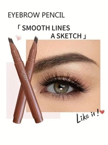 1pc 4D Liquid Eyebrow Pencil With Multi-Prong Tip, Smudge-Proof, Long-Lasting, Quick Drying, Available In Dark Brown, Ash Brown, Black, Light Brown - Multicolor - View 5