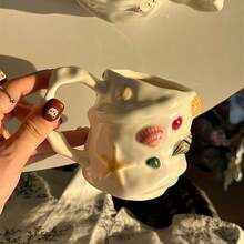 Handmade Ceramic Mug With 3D Shell Design - Ocean-Themed Underglaze Coffee Cup, Reusable & Hand Wash Only, Perfect For Tea, Coffee, Or Creative Gifts, Ideal For Christmas & Halloween, Coffee Bar Accessories - Multicolor - View 5