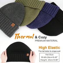 Mens Winter Beanie Hats Men Warm Ribbed Knit Hat Ski Snow Skull Caps With Fleece Lined Mens Gifts - Black + One Size - View 3