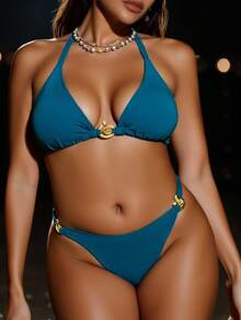 Swim SXY Bộ đồ bơi tankini cỡ lớn dành cho nữ, màu trơn, lấp lánh, họa tiết xoắn ốc. - màu xanh lá - Xem 4