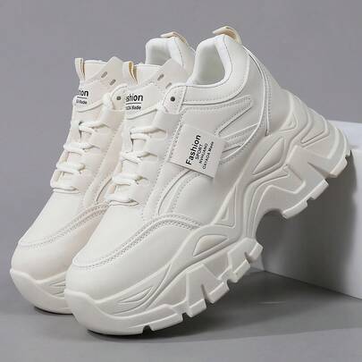 Miradar 彩色系列皮革厚底厚底运动鞋，棕色女士增高休闲鞋