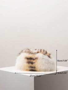 女士动物纹虎纹毛绒手拿包，新娘派对配饰，舞会配饰，女士礼物，优雅钱包，适合约会、下午茶、派对、正式晚宴（图案随机） - 彩色 - 查看 7