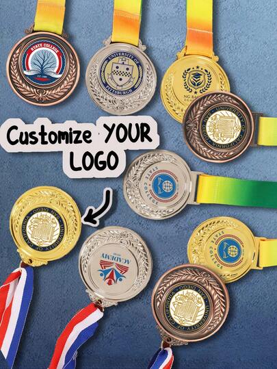1pc Personalized Custom Metal Medal, Design Your Own Medal, Sports Custom Medals, Competition Prizes, Cycling Medals, Football Medals, Dance Medals, Swimming Medals, Finisher Custom Medals, Personalized Sports Medals, Wheat Ear Frame Medal, Made Of Zinc Alloy, Competition Medals, Sports Events Marathon Honor Medal Production