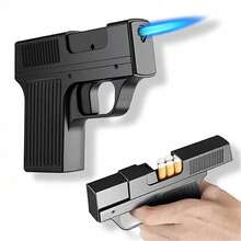 Unique Butane Cigarette LIGHTER & CASE Adjustable Jet Torch Flame Pistol Gun(No Fuel),Windproof Portable Candle Lighter For Cooking And BBQ,Gift For Father/Boyfriend/Friend,Christmas Gift - 預設 - 查看 11