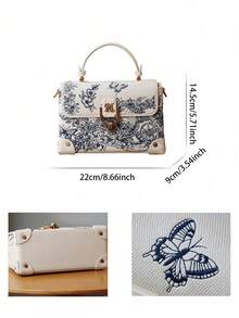 2025 Fashion New Women Bag High Quality Luxury Niche Design High-End Embroidered Leather Small Square Bag White Exquisite Elegant Handbag Shoulder Messenger Bag, Special Lock Design - 白色 - 查看 7