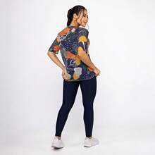 Women's Printed Tulle Blouse/Shirt, Lightweight And Stylish, Perfect For Layering, Fitness, And Modern Casual Looks. Oversized Shirt. - Follaje de Aurora - Ver 5