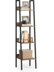 Ladder Shelf, 4-Tier Bookcase For Home Office, Free Standing Storage Shelves For Living Room, Kitchen, Steel Frame, Easy To Assemble, Industrial Rustic Brown And Black - Chocolate Brown - View 9