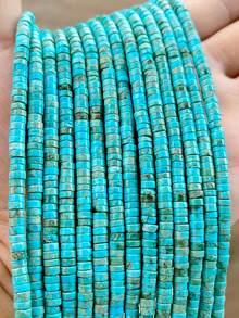 38cm/String Natural Stone Abacus Cylinder Decorative Spacer Beads, Flat Round 4*2mm Natural Stone Jewelry Making Materials Approx. 190pcs, Suitable For DIY Necklace, Bracelet And Crafts - Multicolor 1 - View 3