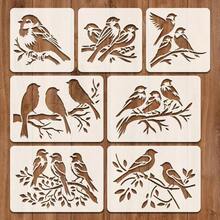 7pcs Bird Craft Painting Template, Bird, And Tree Background Pattern Template, Suitable For Painting On Cards, Walls, Fabrics, Shirts, And Furniture, Washable, Ideal Gift For Family Members