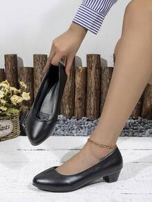 Giày cao gót nữ trơn màu, Giày cao gót chuyên nghiệp, Giày cao gót cổ thấp, Giày cao gót đi làm đa năng, thoải mái khi đi làm - màu đen - Xem 6