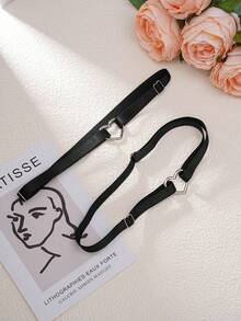 2pcs Y2K Elegant Sexy Garter With Heart & Geometric Patterns, Adjustable Thigh Ring ,Valentine's Day Gifts - màu đen - Xem 5