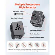 Universal Travel Adapter, 5-In-1, International European Power Adapter With 2 USB-C, 2 USB-A Ports, 1 AC Outlet, 4 Different Plugs, Worldwide Plug Adaptor Wall Charger, For Europe UK EU AUS USA - 美規A型插(110-127V) - 查看 5