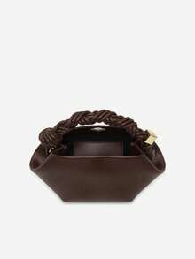 New Luxury Designer Mini Handbag, Large Capacity Knotted Crossbody Bag, Women's Fashion Shoulder Bag, Versatile For Daily Use - Brown - View 8