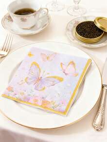 Elegant Crown And Butterfly Patterned Napkins, Perfect For Weddings, Valentine's Day, Birthdays, Garden Parties, Thanksgiving, Mother's Day, St. Patrick's Day, And More – Providing Elegant Table Decorations For Restaurants, Cafes, And Family Meals. These Delicate Decorative Napkins, Adorned With Shimmering Details, Are The Perfect Choice For Tableware And Party Favors For Princess-Themed Events And Elegant Gatherings. 20 Sheets Per Pack.