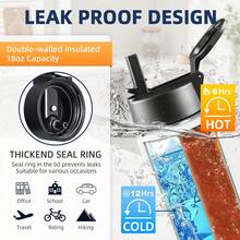 Woody Woodpecker 20oz Stainless Steel Insulated Tumbler Leakproof Lid, Cup Holder Friendly,Easy Clean, Double Wall Hot/Cold Travel Mug For Car Office Gym Home, Coffee Water Bottle - 黑色 - 查看 4