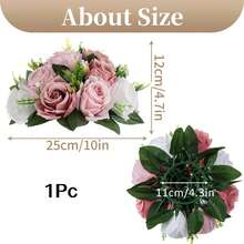 Centros de mesa con bolas de flores Flores artificiales de rosa pálido vintage Arreglo floral de seda artificial Pieza central de ramo de besos para decoración de bodas, fiestas, San Valentín y hogar