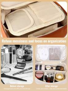 46pcs Makeup Brush Set Combo, Includes Powder Brush, Blush Brush, Foundation Brush, Eyeshadow Brush, Makeup Sponge, Eyelash Curler, Makeup Bag, All-In-One Makeup Tool Kit For Daily Facial Use - Pink - View 11