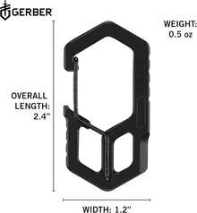 Gerber Multiherramienta y llavero, mosquetón de 3 cámaras, abridor de botellas y abridor de botellas, longitud: 6,1 cm, peso: 18 g, acero inoxidable, negro, 1075355 - Color negro. - Ver 3