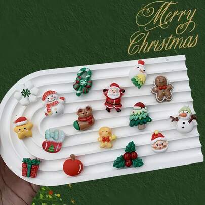 16pcs Christmas Cute Shoe Charms, Suitable For Women's Clogs, Garden Shoes, Shoe Accessories, DIY Decoration, Durable, Whimsical Design, Great For Girls Party Favors And Creative Gifts