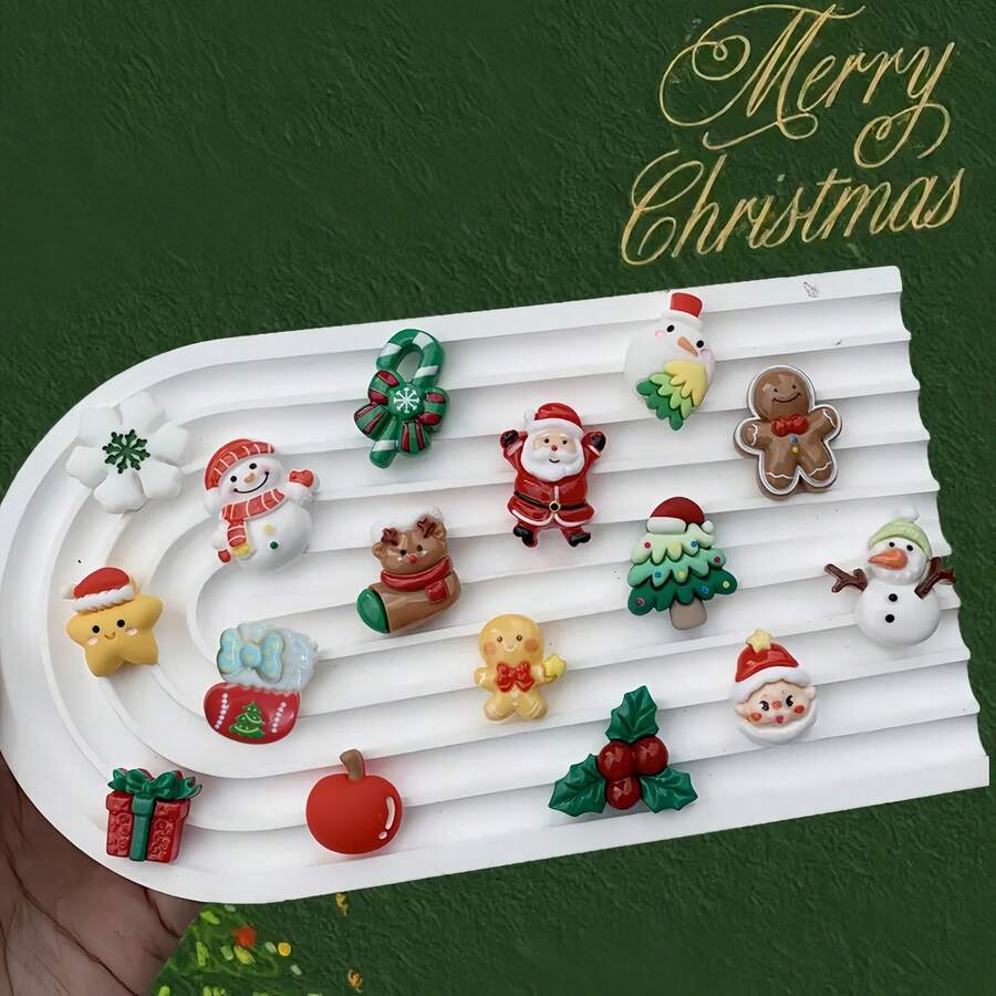 16pcs Christmas Cute Shoe Charms, Suitable For Women's Clogs, Garden Shoes, Shoe Accessories, DIY Decoration, Durable, Whimsical Design, Great For Girls Party Favors And Creative Gifts