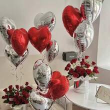 5/10pcs 18inch Heart Love Mylar Balloons, Heart Shaped Helium Foil Balloons Happy Anniversary Engagement Wedding Bridal Valentine's Day Birthday Party Decoration Theme Party Supplies - Multicolor - View 4