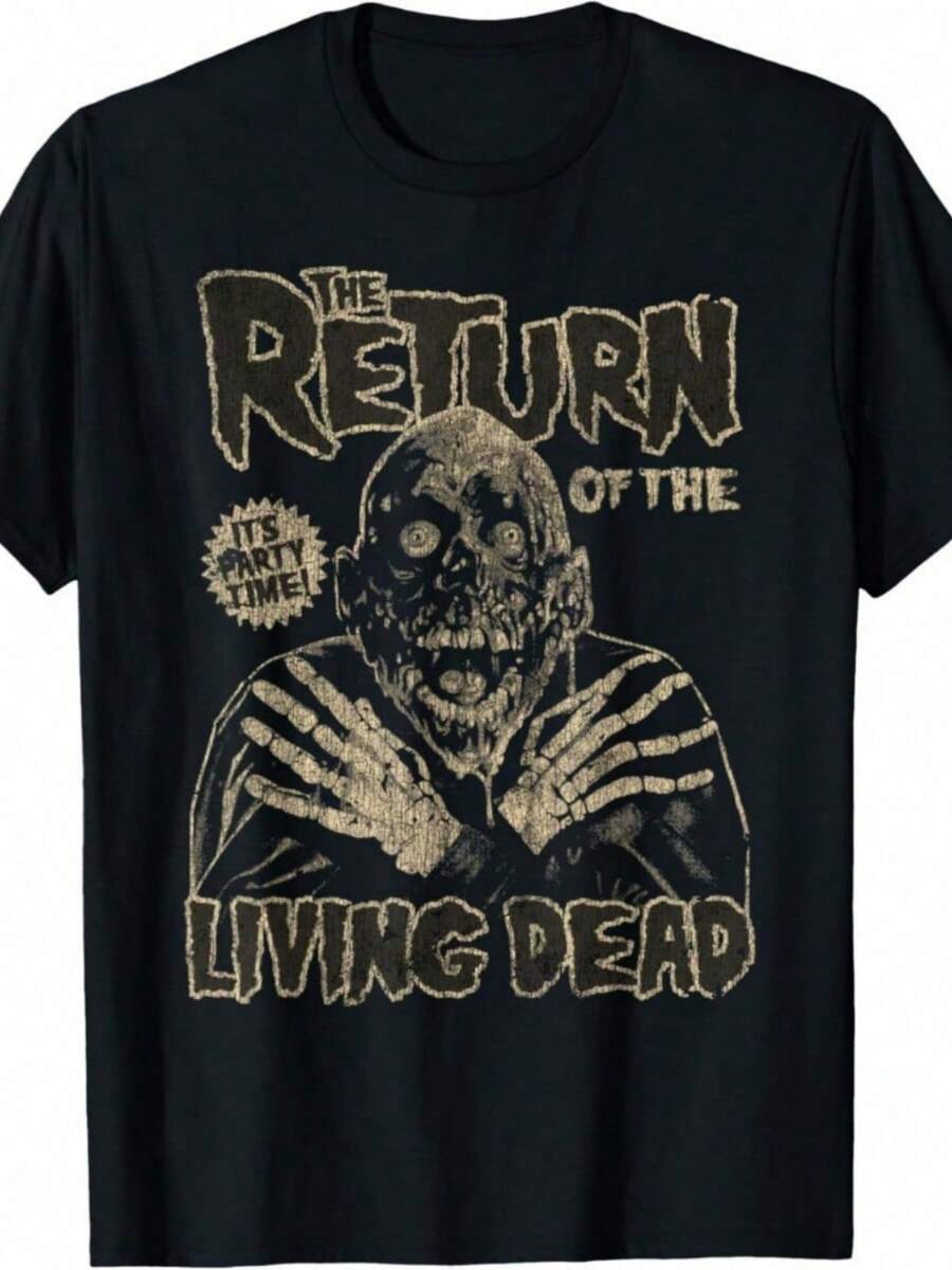 Men's Short Sve T-Shirt Funny T-Shirt For Men Vintage Return Of The Living Dead Move Horror Fans T-Shirt Soft Fabric, Breathable, Comfortable Short Sve T-Shirts Perfect For Summer - 黑色 - 查看 1