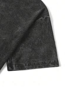 Retro Blue Night Fury Oversize Acid Washed Heavyweight Cotton T-Shirt  Unisex Short Sleeve Graphic Tee Fury And Toothless Dragon Disneyland Shirts - 黑色 - 查看 6