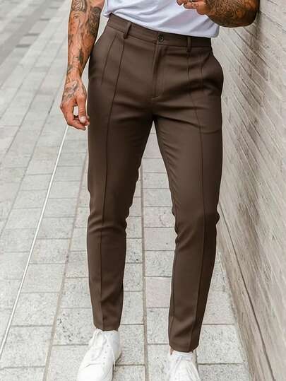 Calça cargo retrô americana, cor sólida, slim fit, casual, masculina, slim fit, bolso lateral, zíper, calça social casual, outono